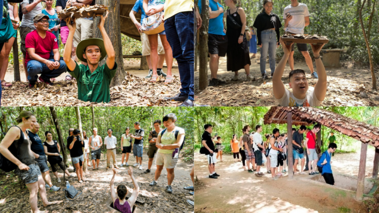 Indian tourists Cu Chi tunnels Vietnam