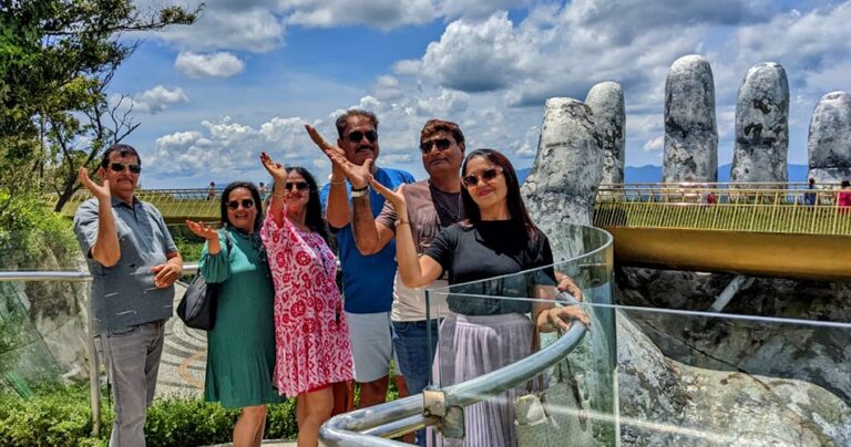 Indian tourists Golden Bridge Ba Na Hills
